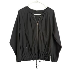Athleta Womens Black Textured Full Zip Lightweight Jacket Peplum Hem M